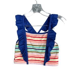 Hanna Andersson Swim Top Girls Size 160 US 14-16 Multicolor Striped Long Sleeve